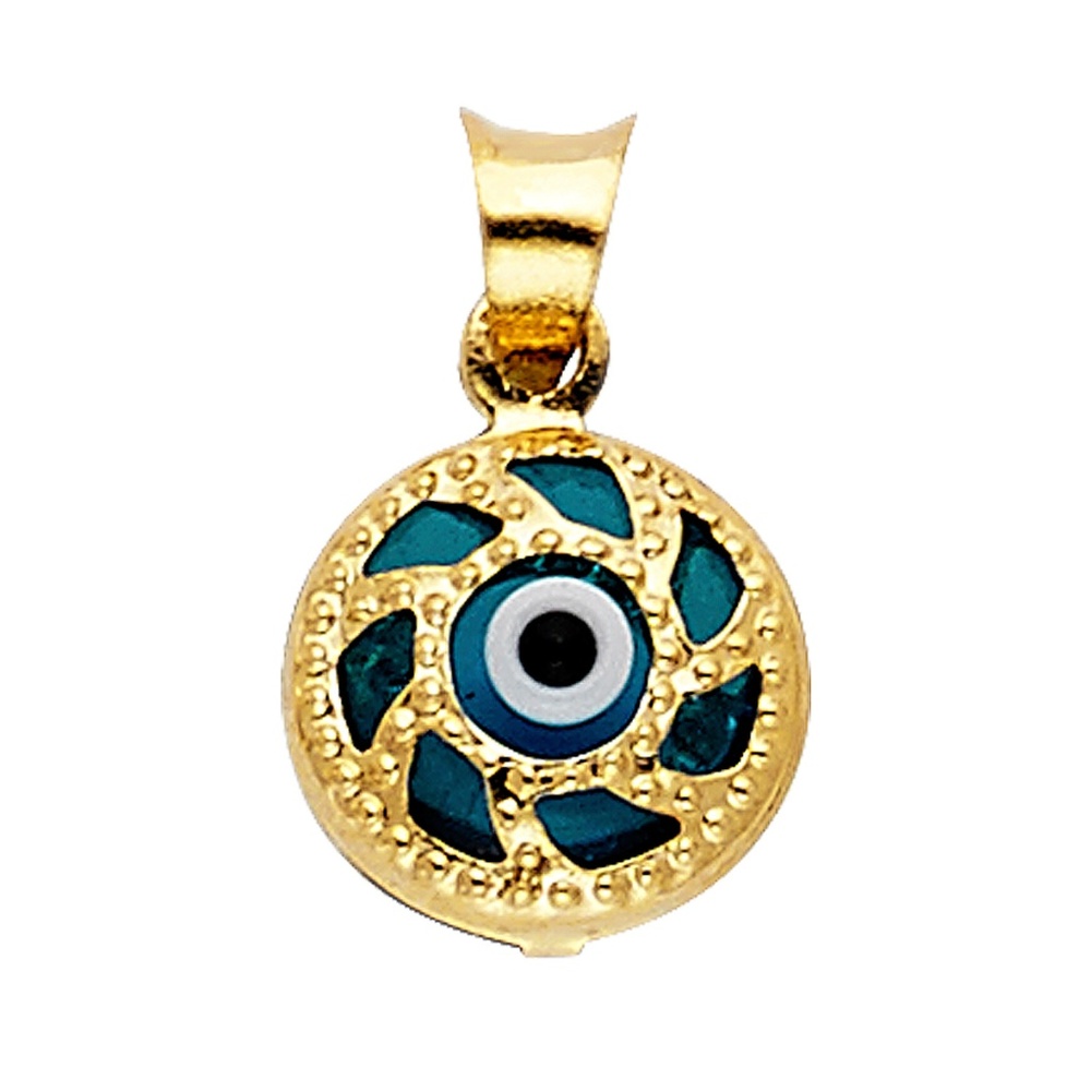 14K Yellow Gold  Evil Eye Pendant